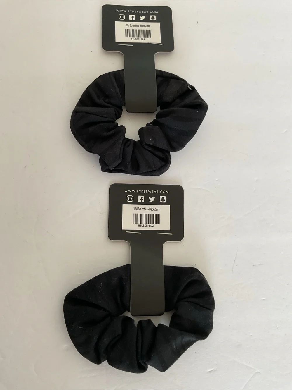 Ryderwear Wild Zebra Black Scrunchies NWT SET OF TWO